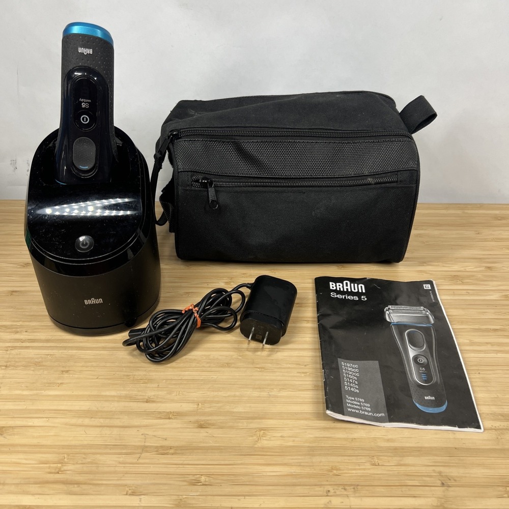 Braun Series 5 Type 5769 Electric Shaver Clean & Charge Station TravelBag Tested